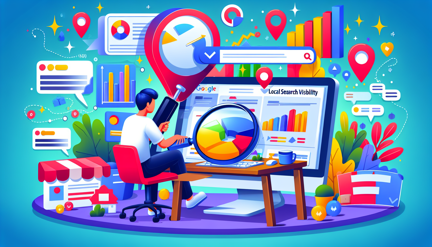 A Cartoon Depicting Strategies To Enhance Local Search Visibility.