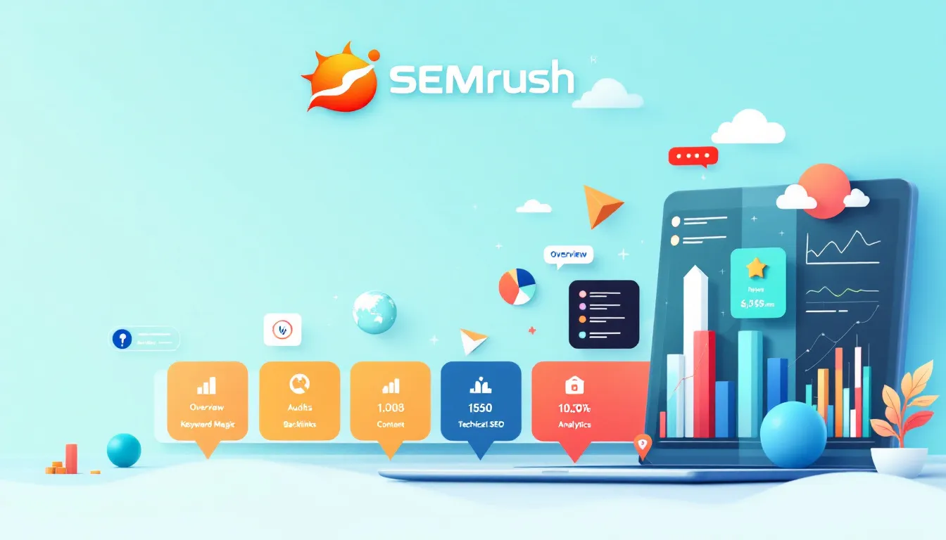 A Screenshot Of Semrush Interface Showing Comprehensive Seo Software Features.