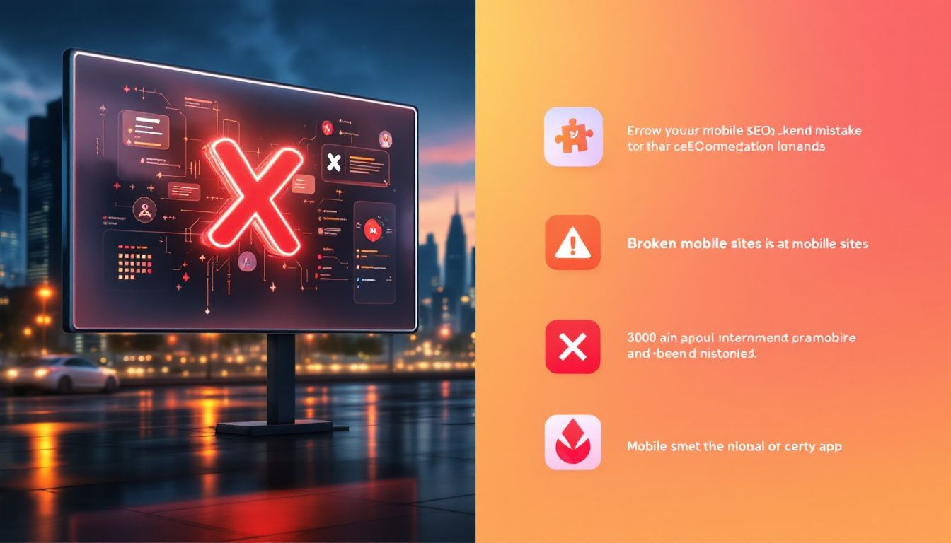 Common Mobile Seo Mistakes Represented Through An Infographic.