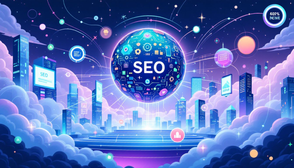 An illustration representing the concept of SEO AI.